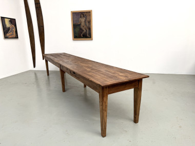 Table de ferme XXL 4 mètres en pin massif - 6 pieds - Années 50, vue 25
