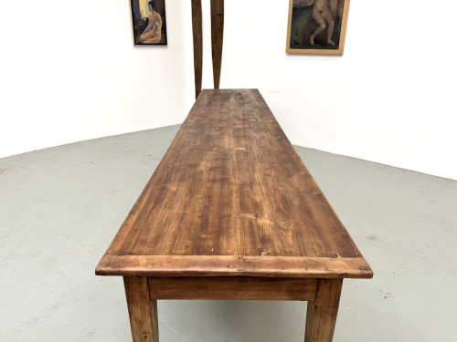 Table de ferme XXL 4 mètres en pin massif - 6 pieds - Années 50, vue 28