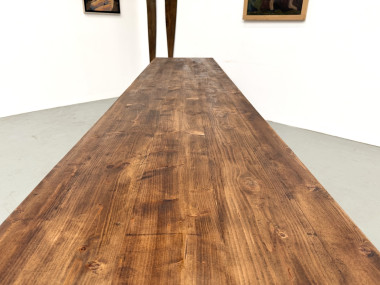 Table de ferme XXL 4 mètres en pin massif - 6 pieds - Années 50, vue 29