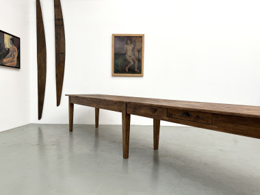 Table de ferme XXL 4 mètres en pin massif - 6 pieds - Années 50, vue 34
