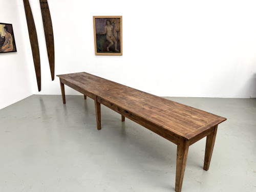 Table de ferme XXL 4 mètres en pin massif - 6 pieds - Années 50, vue 35