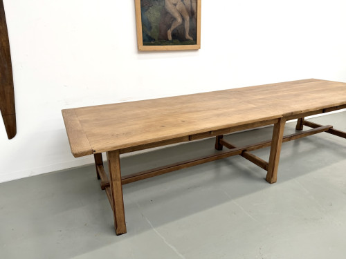 Table de ferme XXL en chêne massif 350 cm - Style Reconstruction - Années 50, vue 22