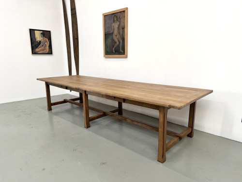 Table de ferme XXL en chêne massif 350 cm - Style Reconstruction - Années 50, vue 25