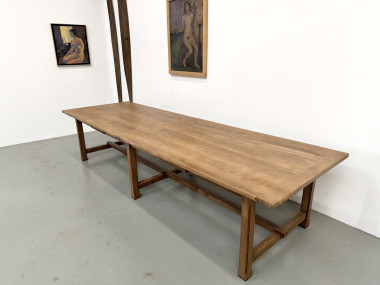 Table de ferme XXL en chêne massif 350 cm - Style Reconstruction - Années 50, vue 26