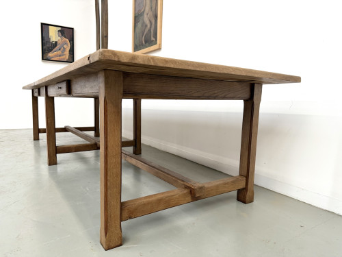 Table de ferme XXL en chêne massif 350 cm - Style Reconstruction - Années 50, vue 27