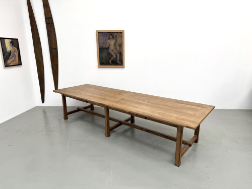 Table de ferme XXL en chêne massif 350 cm - Style Reconstruction - Années 50, vue 36