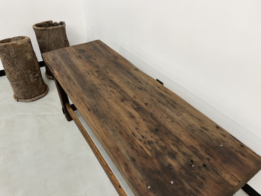Ancien établi en chêne restauré, vue 19