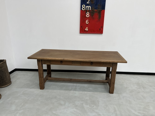 Table de ferme des années 50 en chêne et noyer, vue 2