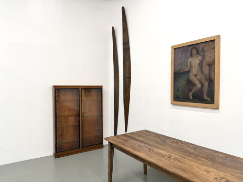 Vitrine de présentation murale Siegel Paris – Chêne & Verre – 1950, vue 4