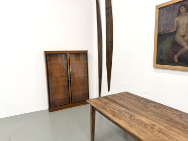 Vitrine de présentation murale Siegel Paris – Chêne & Verre – 1950, vue 5