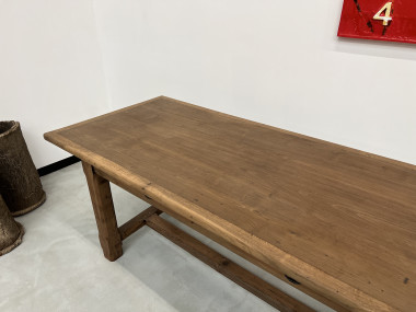Table de ferme des années 50 en chêne et noyer, vue 6
