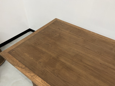 Table de ferme des années 50 en chêne et noyer, vue 7