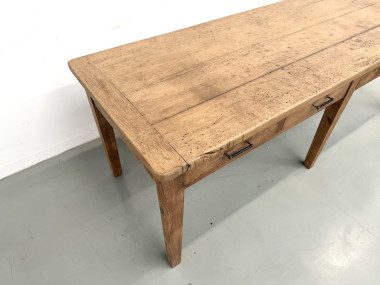 Grande Table de Ferme Années 50 – Plateau Chêne & Pieds Fuseaux (220 cm), vue 7