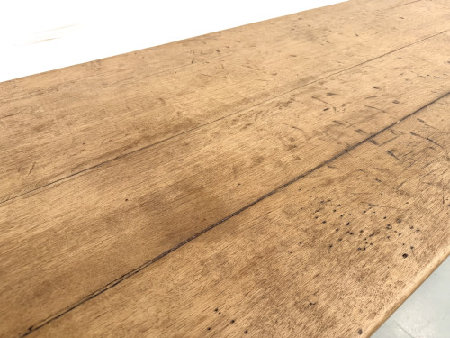 Grande Table de Ferme Années 50 – Plateau Chêne & Pieds Fuseaux (220 cm), vue 10