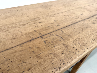 Grande Table de Ferme Années 50 – Plateau Chêne & Pieds Fuseaux (220 cm), vue 11