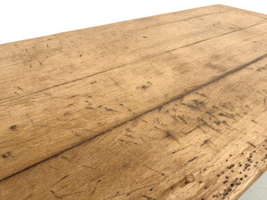 Grande Table de Ferme Années 50 – Plateau Chêne & Pieds Fuseaux (220 cm), vue 12