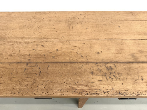 Grande Table de Ferme Années 50 – Plateau Chêne & Pieds Fuseaux (220 cm), vue 13