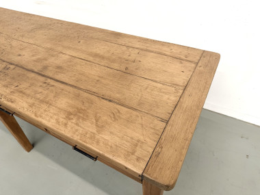 Grande Table de Ferme Années 50 – Plateau Chêne & Pieds Fuseaux (220 cm), vue 14