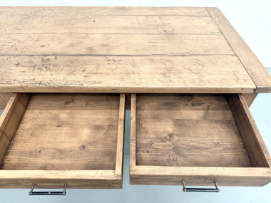 Grande Table de Ferme Années 50 – Plateau Chêne & Pieds Fuseaux (220 cm), vue 15