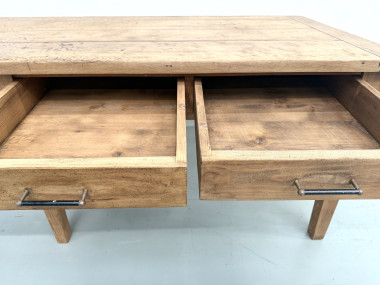 Grande Table de Ferme Années 50 – Plateau Chêne & Pieds Fuseaux (220 cm), vue 16