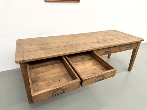 Grande Table de Ferme Années 50 – Plateau Chêne & Pieds Fuseaux (220 cm), vue 17