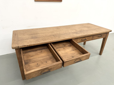 Grande Table de Ferme Années 50 – Plateau Chêne & Pieds Fuseaux (220 cm), vue 17