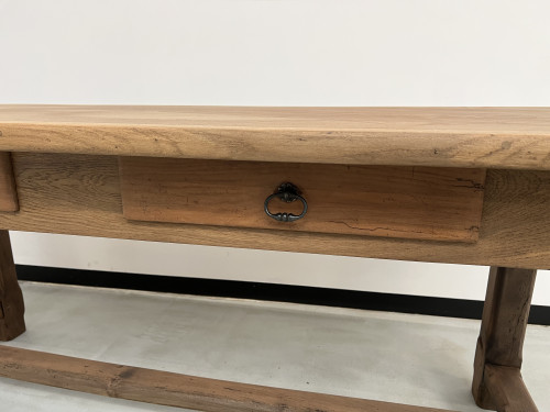 Table de ferme des années 50 en chêne et noyer, vue 11