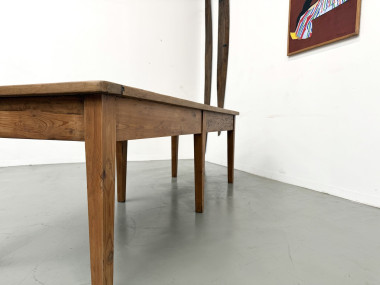 Grande Table de Ferme Années 50 – Plateau Chêne & Pieds Fuseaux (220 cm), vue 23