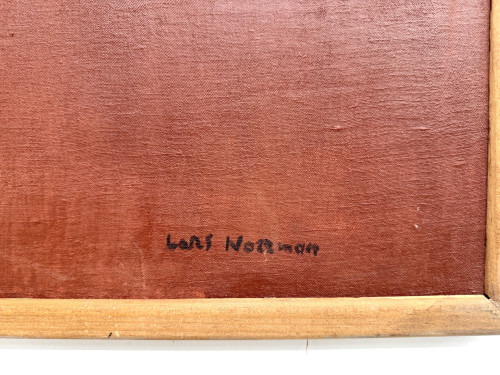 Grand Tableau Suédois Signé Lars Norman (1962) – Huile sur Panneau "Femme au Costume", vue 4