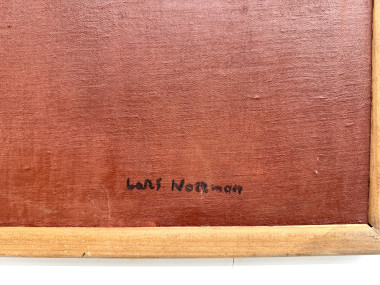 Grand Tableau Suédois Signé Lars Norman (1962) – Huile sur Panneau "Femme au Costume", vue 4