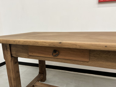 Table de ferme des années 50 en chêne et noyer, vue 12