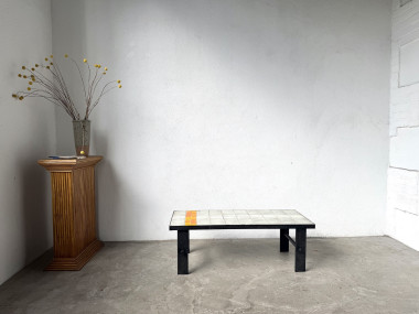 Table Basse Céramique Jean Jaffeux Années 50 - Métal & Orange Vintage, vue 1