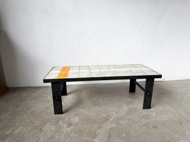 Table Basse Céramique Jean Jaffeux Années 50 - Métal & Orange Vintage, vue 2