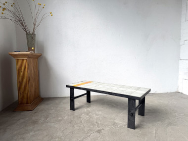 Table Basse Céramique Jean Jaffeux Années 50 - Métal & Orange Vintage, vue 14