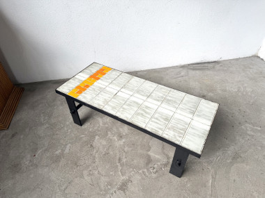 Table Basse Céramique Jean Jaffeux Années 50 - Métal & Orange Vintage, vue 16