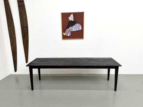 Grande Table de Ferme Années 50 en Bois Brûlé (Shou Sugi Ban) – L245 cm, vue 3
