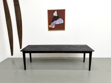 Grande Table de Ferme Années 50 en Bois Brûlé (Shou Sugi Ban) – L245 cm, vue 3