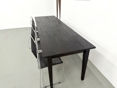 Grande Table de Ferme Années 50 en Bois Brûlé (Shou Sugi Ban) – L245 cm, vue 7