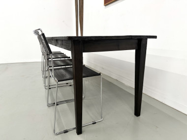 Grande Table de Ferme Années 50 en Bois Brûlé (Shou Sugi Ban) – L245 cm, vue 8