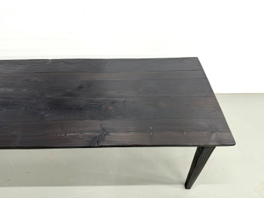 Grande Table de Ferme Années 50 en Bois Brûlé (Shou Sugi Ban) – L245 cm, vue 9