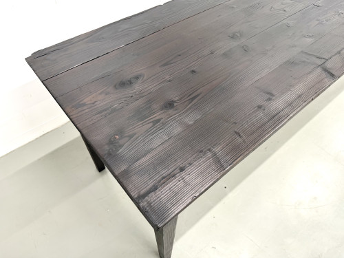 Grande Table de Ferme Années 50 en Bois Brûlé (Shou Sugi Ban) – L245 cm, vue 12