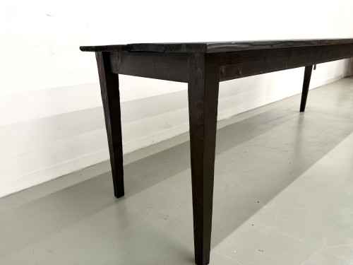Grande Table de Ferme Années 50 en Bois Brûlé (Shou Sugi Ban) – L245 cm, vue 14