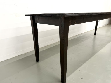 Grande Table de Ferme Années 50 en Bois Brûlé (Shou Sugi Ban) – L245 cm, vue 14