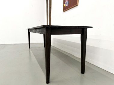 Grande Table de Ferme Années 50 en Bois Brûlé (Shou Sugi Ban) – L245 cm, vue 15