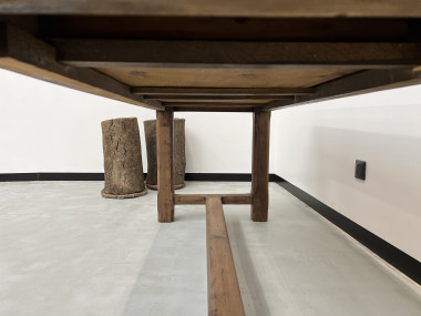 Table de ferme des années 50 en chêne et noyer, vue 16