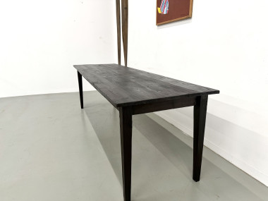 Grande Table de Ferme Années 50 en Bois Brûlé (Shou Sugi Ban) – L245 cm, vue 16