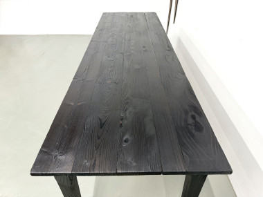 Grande Table de Ferme Années 50 en Bois Brûlé (Shou Sugi Ban) – L245 cm, vue 18
