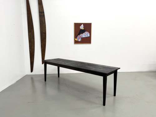 Grande Table de Ferme Années 50 en Bois Brûlé (Shou Sugi Ban) – L245 cm, vue 20