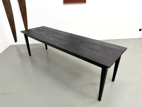 Grande Table de Ferme Années 50 en Bois Brûlé (Shou Sugi Ban) – L245 cm, vue 21