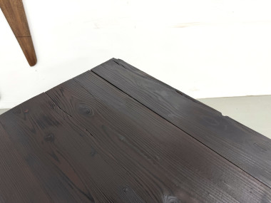 Grande Table de Ferme Années 50 en Bois Brûlé (Shou Sugi Ban) – L245 cm, vue 22